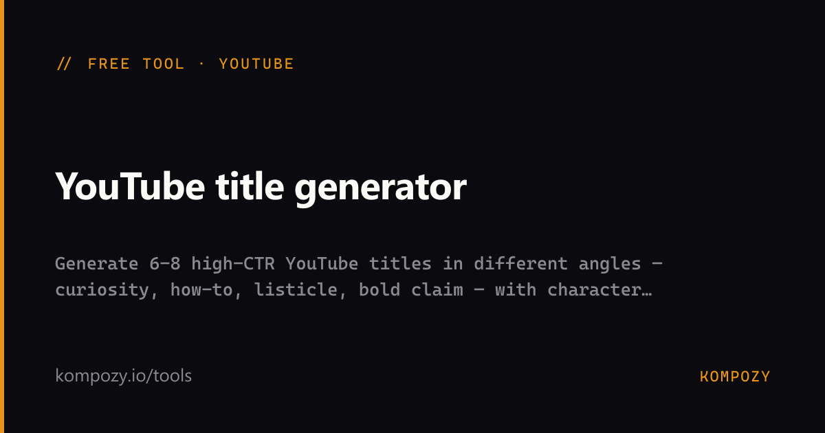 YouTube title generator — free tool | Kompozy · Kompozy